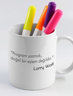 Larry Wall Program Yazmak Sözlü Beyaz Porselen Kupa Bardak