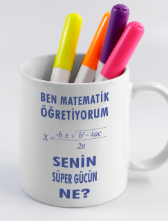 Matematik Süper Güç Esprili Beyaz Porselen Kupa Bardak