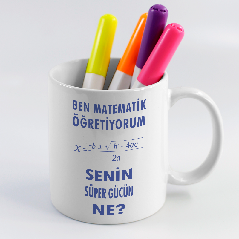 Matematik Süper Güç Esprili Beyaz Porselen Kupa Bardak