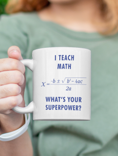 Math Superpover Esprili Beyaz Porselen Kupa Bardak