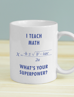 Math Superpover Esprili Beyaz Porselen Kupa Bardak