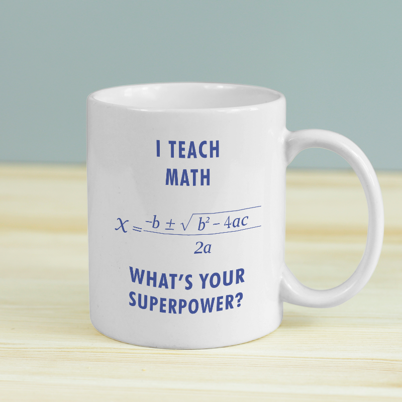 Math Superpover Esprili Beyaz Porselen Kupa Bardak