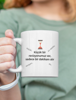 Müşteri Geyikleri Küçük Bir Revizyon Esprili Grafik Tasarımcı Beyaz Porselen Kupa Bardak