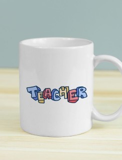 Teacher Yazılı Beyaz Porselen Kupa Bardak