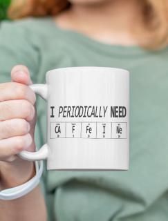 Periodically Need Caffeine Yazılı Periyodik Tablo Esprili Beyaz Porselen Kupa Bardak