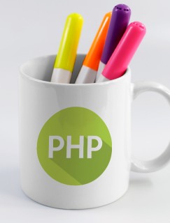 PHP Tasarımlı Beyaz Porselen Kupa Bardak