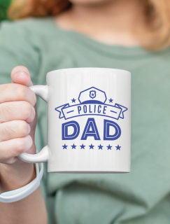 Police Dad Tasarımlı Beyaz Porselen Kupa Bardak