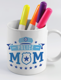 Police Mom Yazılı Beyaz Porselen Kupa Bardak