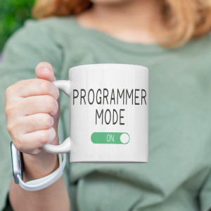 Programmer Mode On Yazılı Beyaz Porselen Kupa Bardak