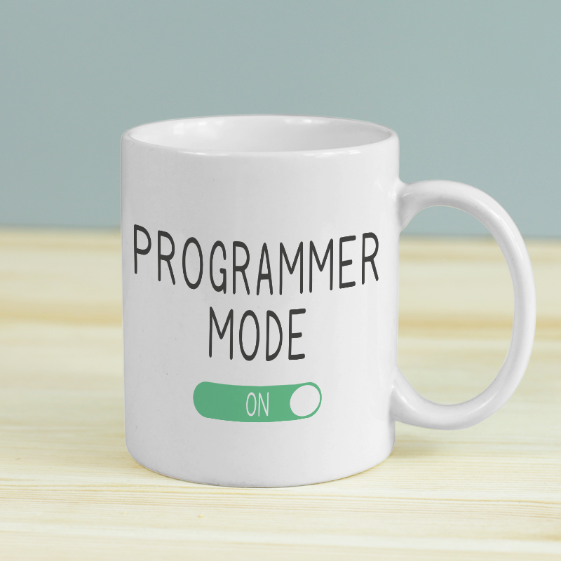 Programmer Mode On Yazılı Beyaz Porselen Kupa Bardak