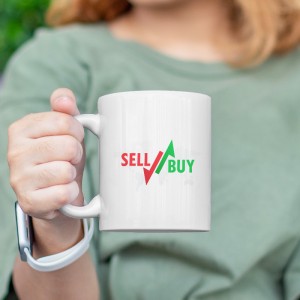 Sell Buy Yazılı Beyaz Porselen Kupa Bardak