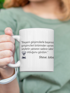 Steve Jobs Başarılı Girişimciler Sözlü Beyaz Porselen Kupa Bardak