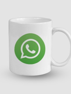 WhatsApp Logosu Tasarımlı Beyaz Porselen Kupa Bardak