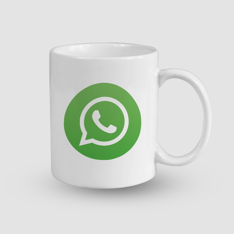 WhatsApp Logosu Tasarımlı Beyaz Porselen Kupa Bardak