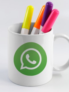 WhatsApp Logosu Tasarımlı Beyaz Porselen Kupa Bardak