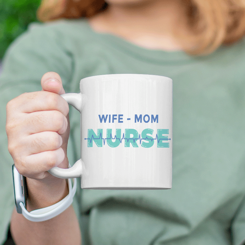 Wife Mom Nurse Yazılı Beyaz Porselen Kupa Bardak