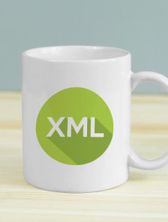 XML Tasarımlı Beyaz Porselen Kupa Bardak