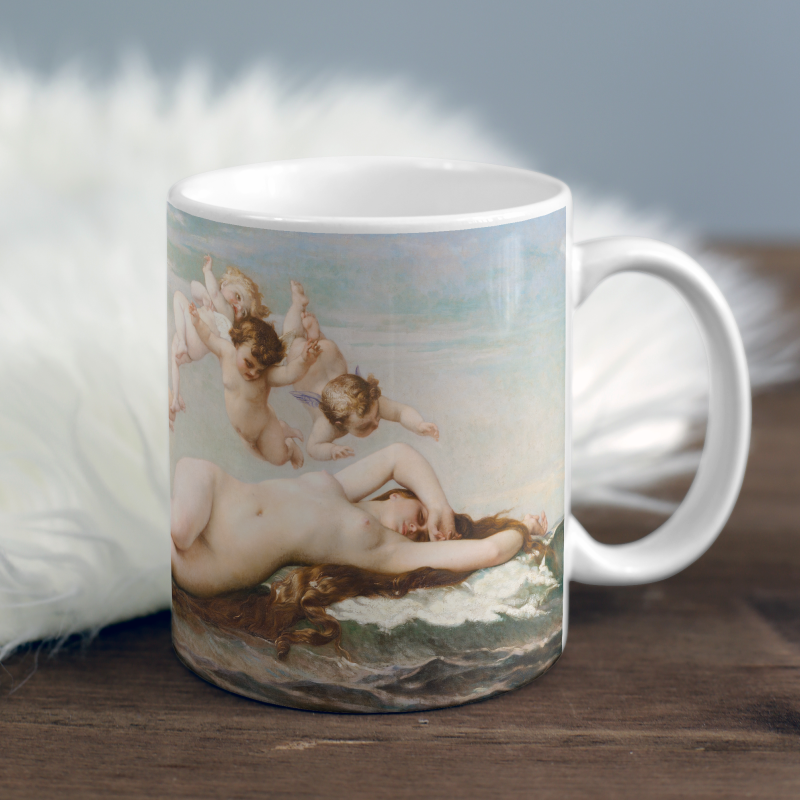 The Birth of Venus by Alexandre Cabanel Kaplama Tasarımlı Beyaz Porselen Kupa Bardak