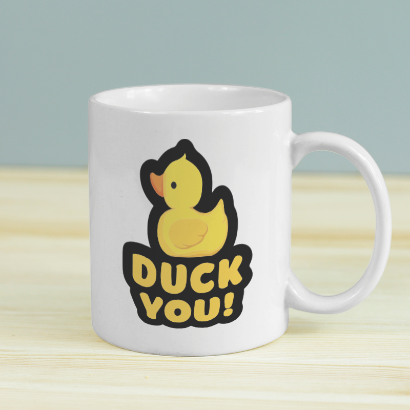 Duck You Yazılı Ördekli Beyaz Porselen Kupa Bardak