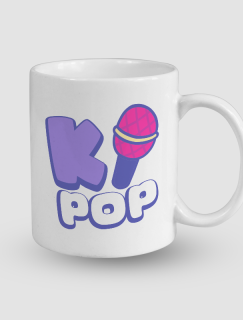 K-Pop Mikrofonlu Beyaz Porselen Kupa Bardak
