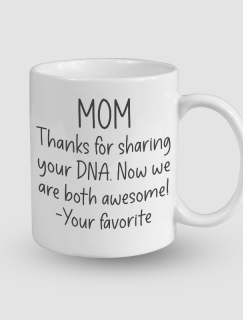 Mom Thanks DNA Esprili Beyaz Porselen Kupa Bardak