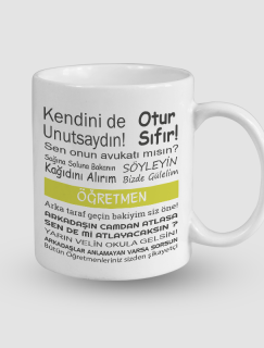 Öğretmen Sözleri Tasarımlı Beyaz Porselen Kupa Bardak