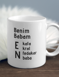 Benim Babam En Kafa Yazılı Beyaz Porselen Kupa Bardak