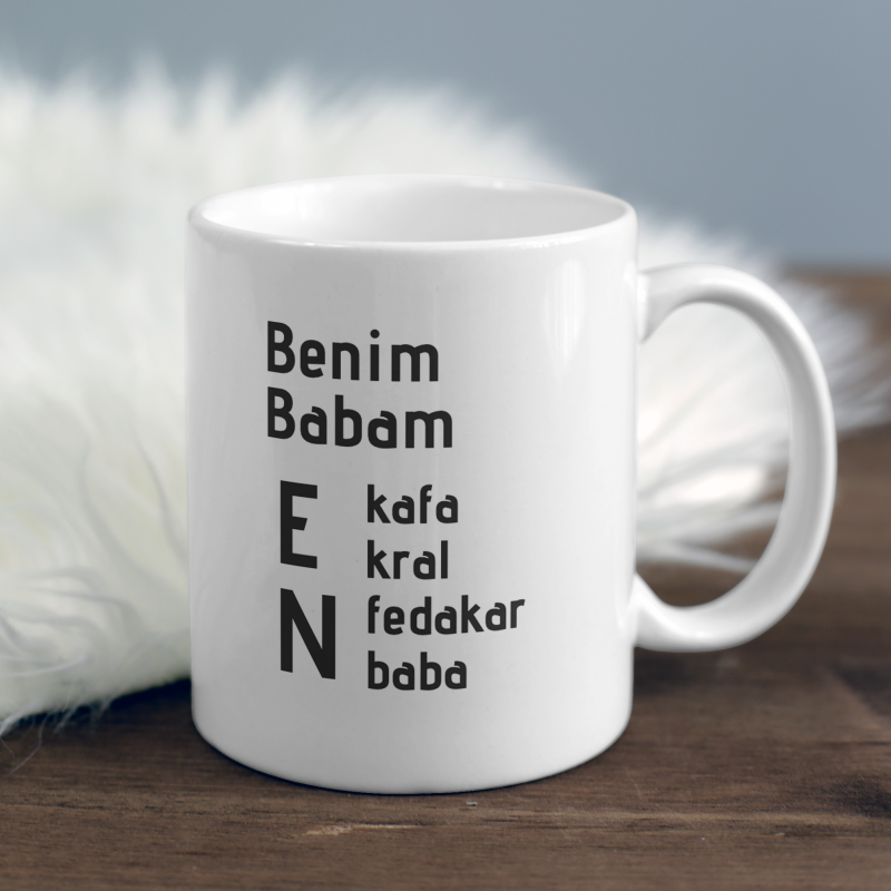 Benim Babam En Kafa Yazılı Beyaz Porselen Kupa Bardak