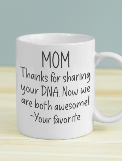 Mom Thanks DNA Esprili Beyaz Porselen Kupa Bardak