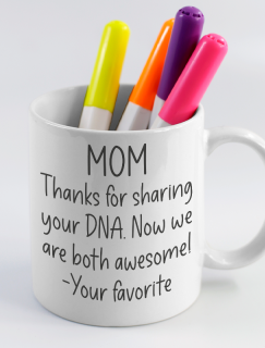 Mom Thanks DNA Esprili Beyaz Porselen Kupa Bardak