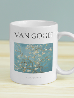 Almond Blossom Van Gogh Tasarımlı Beyaz Porselen Kupa Bardak