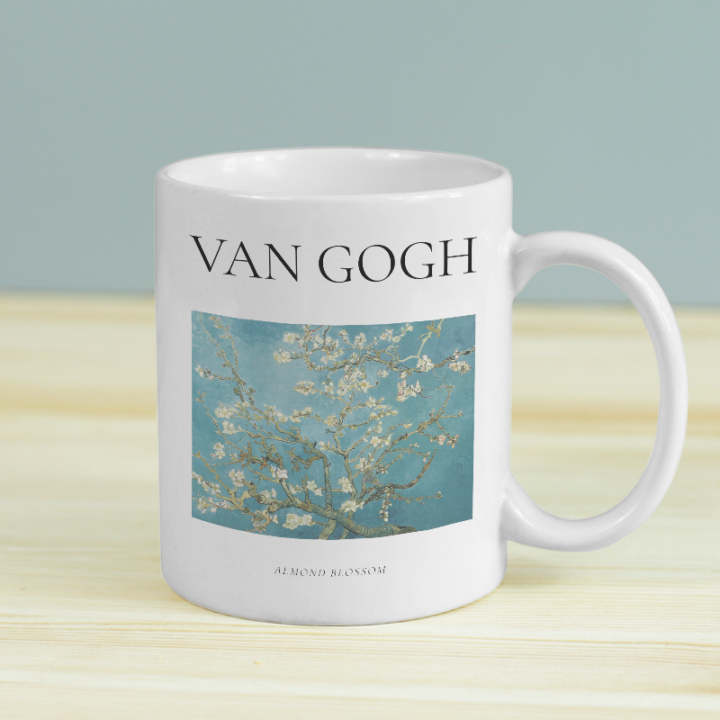 Almond Blossom Van Gogh Tasarımlı Beyaz Porselen Kupa Bardak