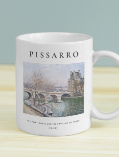 Camille Pissarro Tablosu The Pont Royal and the Pavillon de Flore Tasarımlı Beyaz Porselen Kupa Bardak