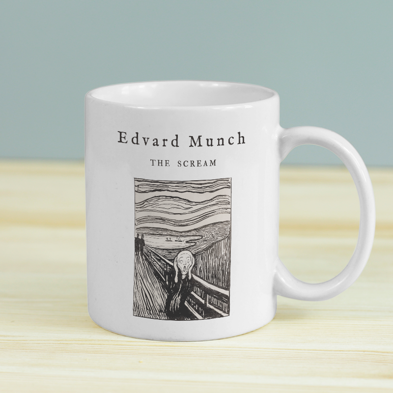 Edvard Munch The Scream Tasarımlı Beyaz Porselen Kupa Bardak