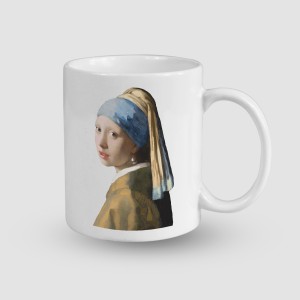 Johannes Vermeer İnci Küpeli Kız (1665) Tasarımlı Beyaz Porselen Kupa Bardak