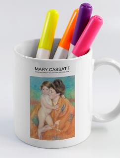 Marry Cassatt Woman with Baby Tasarımlı Beyaz Porselen Kupa Bardak
