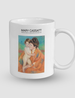 Marry Cassatt Woman with Baby Tasarımlı Beyaz Porselen Kupa Bardak