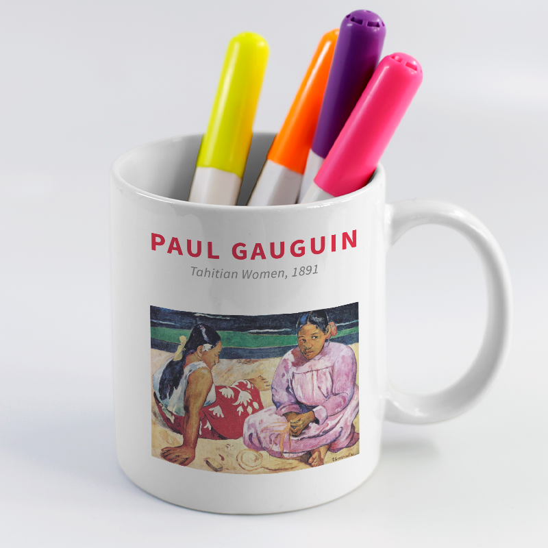 Paul Gauguin Tablosu Tahitili Kadınlar (1891) Tasarımlı Beyaz Porselen Kupa Bardak