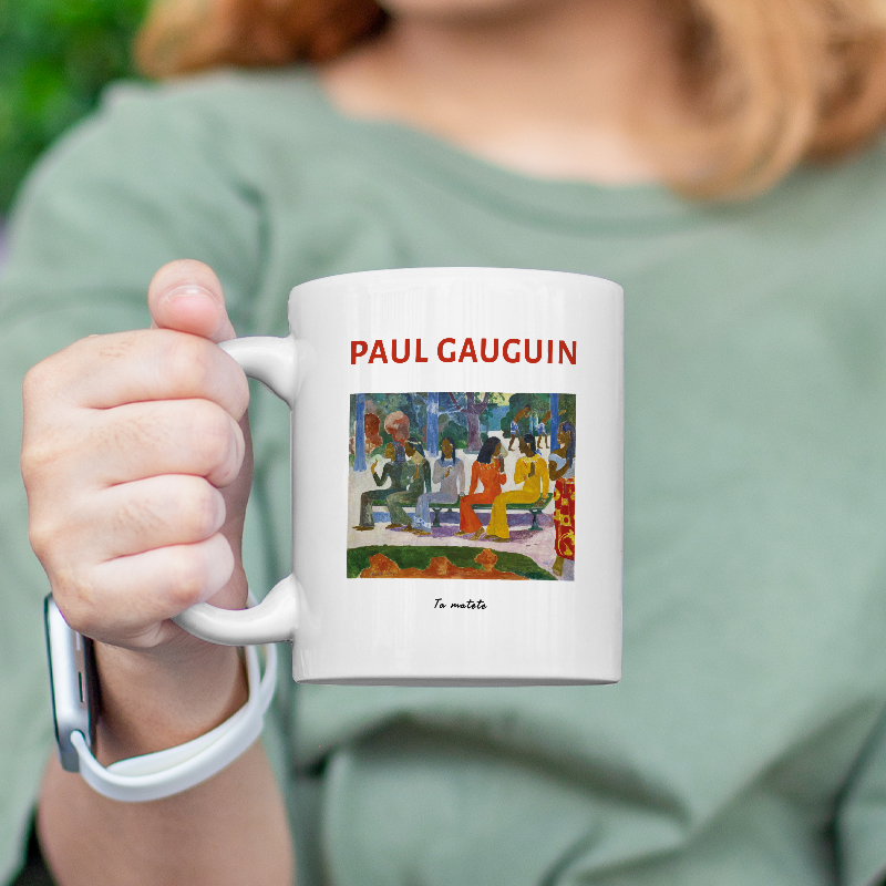 Paul Gauguin We Shall Not Go to Market Today (1892) Tasarımlı Beyaz Porselen Kupa Bardak