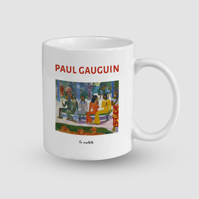 Paul Gauguin We Shall Not Go to Market Today (1892) Tasarımlı Beyaz Porselen Kupa Bardak