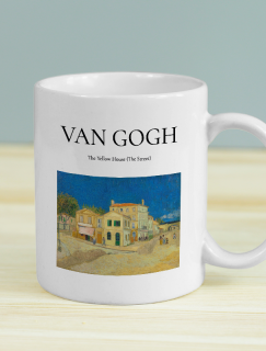 Van Gogh The Yellow House Tasarımlı Beyaz Porselen Kupa Bardak