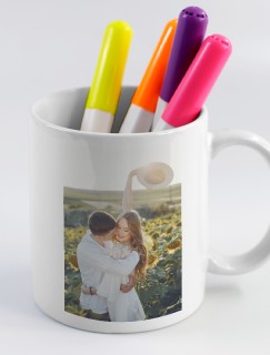 Sevgilim ve Ben Kişiye Özel Baskı Tasarımlı Beyaz Porselen Kupa Bardak