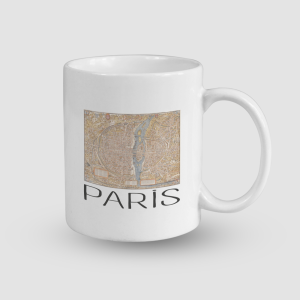 Paris Şehrinin Planı (1980) Tasarımlı Beyaz Porselen Kupa Bardak