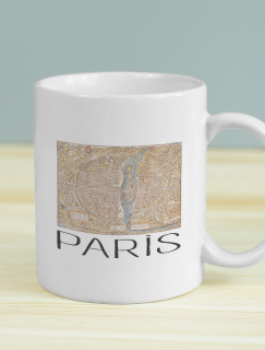 Paris Şehrinin Planı (1980) Tasarımlı Beyaz Porselen Kupa Bardak
