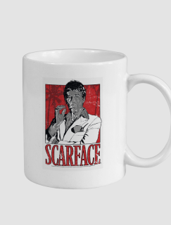 Scarface Al Pacino Tasarımlı Beyaz Porselen Kupa Bardak