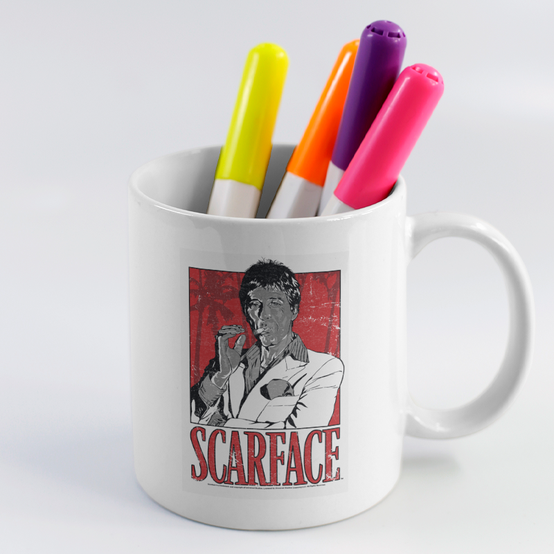 Scarface Al Pacino Tasarımlı Beyaz Porselen Kupa Bardak