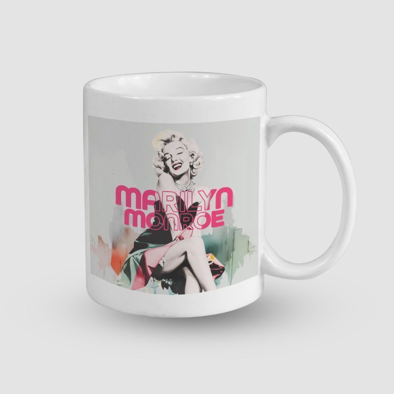 Efsane Sarışın Marilyn Monroe Tasarımlı Beyaz Porselen Kupa Bardak