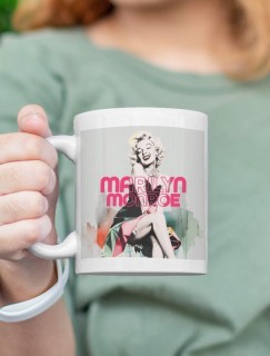 Efsane Sarışın Marilyn Monroe Tasarımlı Beyaz Porselen Kupa Bardak