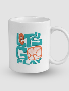 Let's Go Play Basketbol Temalı Beyaz Porselen Kupa Bardak
