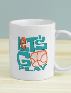 Let's Go Play Basketbol Temalı Beyaz Porselen Kupa Bardak